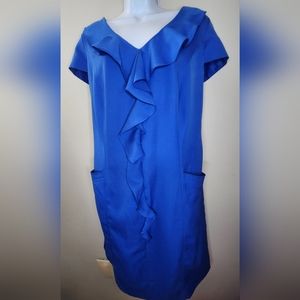 Sharagano Women's Sleeveless Career Formal Dress Size 14 Plus Blue no belt